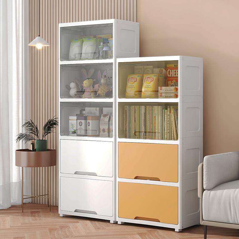 带门厨房置物架落地多层卧室客厅零食翻盖收纳柜玩具收纳架储物柜,收纳整理,整理架/置物架/收纳架,淘宝优惠券,粉丝福利购,淘宝优惠卷