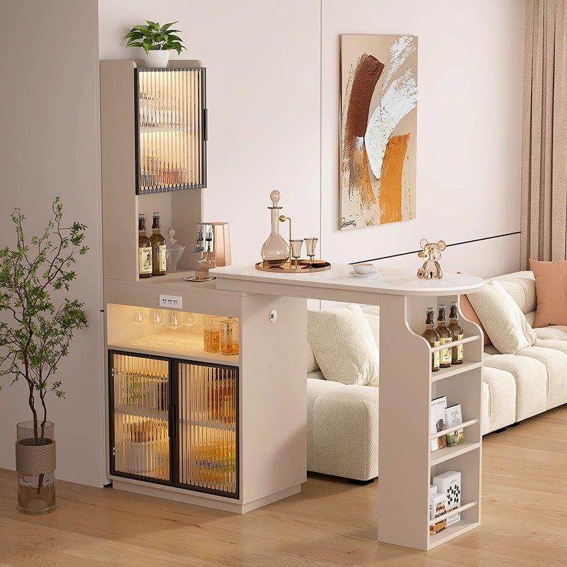 奶油风岩板吧台桌家用客厅隔断柜可伸缩餐边柜落地一体小型吧台柜,住宅家具,吧台,淘宝优惠券,粉丝福利购,淘宝优惠卷
