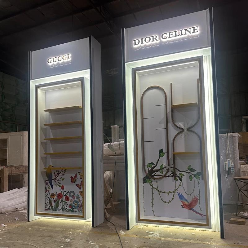 简木质烤漆眼739镜展示约饰柜木面抽屉靠柜墙高展示柜陈列柜门店