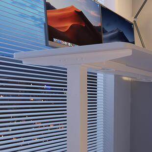 电脑桌子家用办公桌转角L型白色 OQ5M办公桌电动升降桌台式