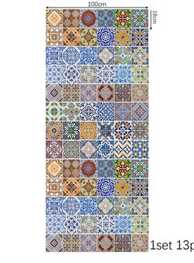 13片彩壁色花0砖楼梯装饰LT053墙贴自粘可移除PV5C画LT3