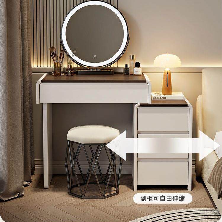 实木轻奢风梳妆台卧室现代简约多功能小户型化妆桌收纳柜斗柜一体