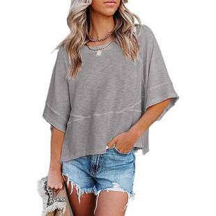 Women's Spandex Round-Crew Neck Summer Casual Batwing