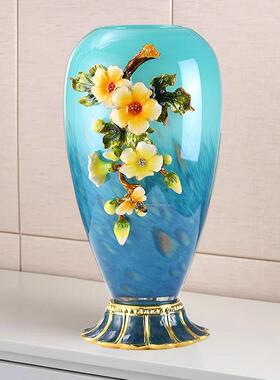 珐琅彩玻璃客花瓶摆件厅玄关装饰品FD-01239美式花插干花家居奢式