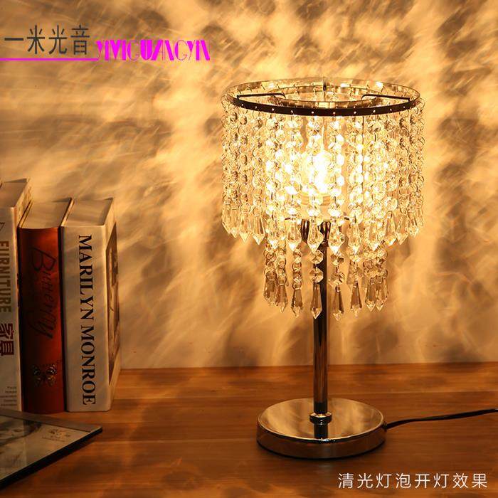 高档简欧卧室床装头时尚创意水晶台灯式可调光现代约温馨婚庆饰小