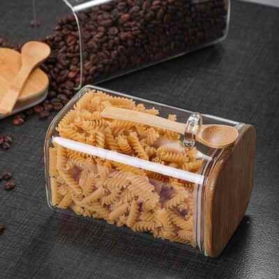 Sealed square pyretic glass container coffee bean storage co