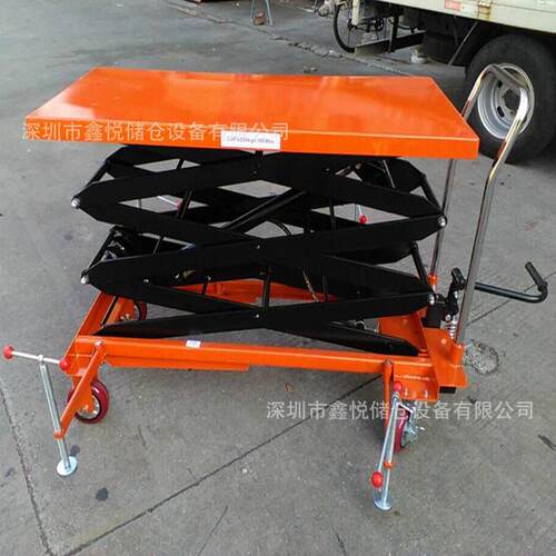 移动式手动液压平台车00kg/米手动升降平台车脚踩升降台车