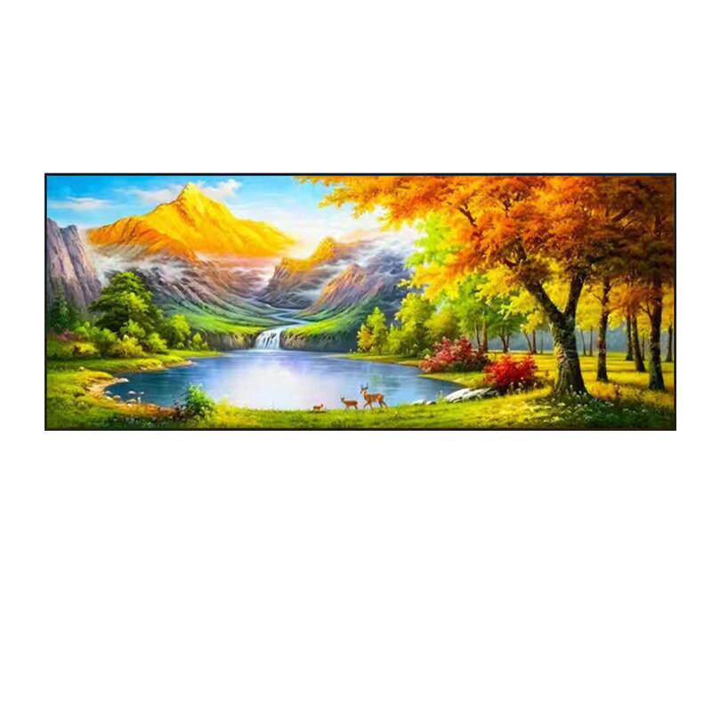 5D新款钻石画满钻聚宝盆山水风景全贴手工客厅大幅卧室粘钻十字绣