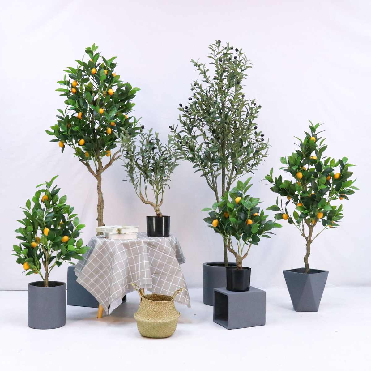 北欧仿真柠檬树绿植室内客厅庭院落地装饰盆栽仿真假柠檬拍摄盆景