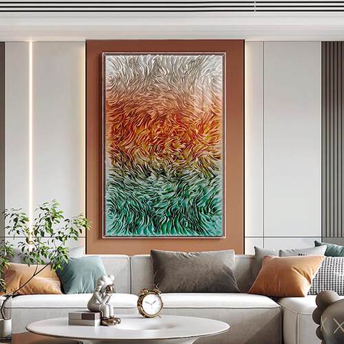 高档现代轻奢客厅装饰画3d立体亚克力皮革实物画玄关卧室挂画小众