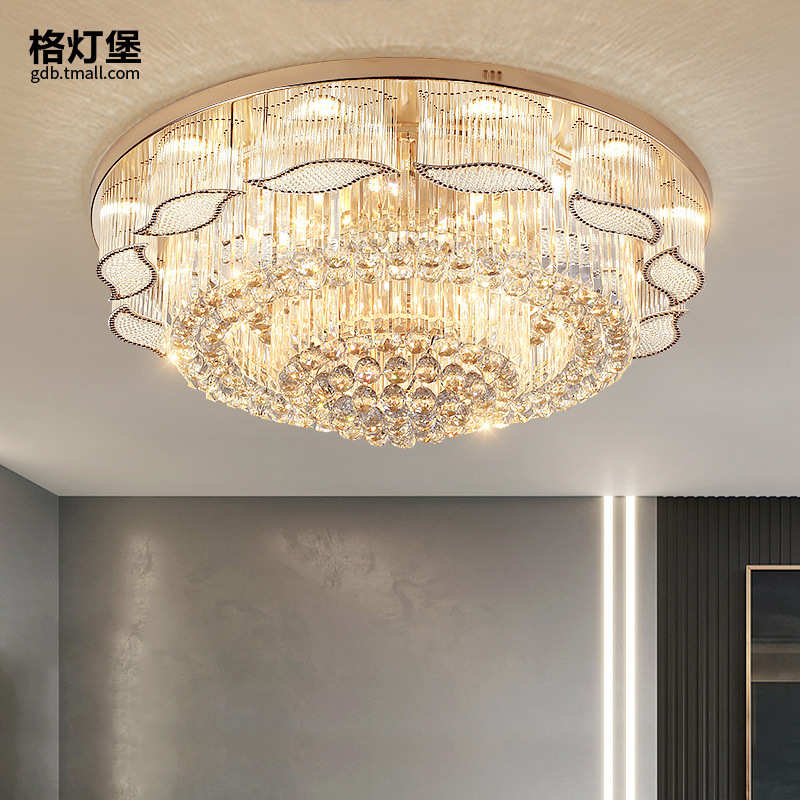 水晶灯客厅灯大灯现代简约大气金色led吸顶灯卧室餐厅灯灯饰灯具