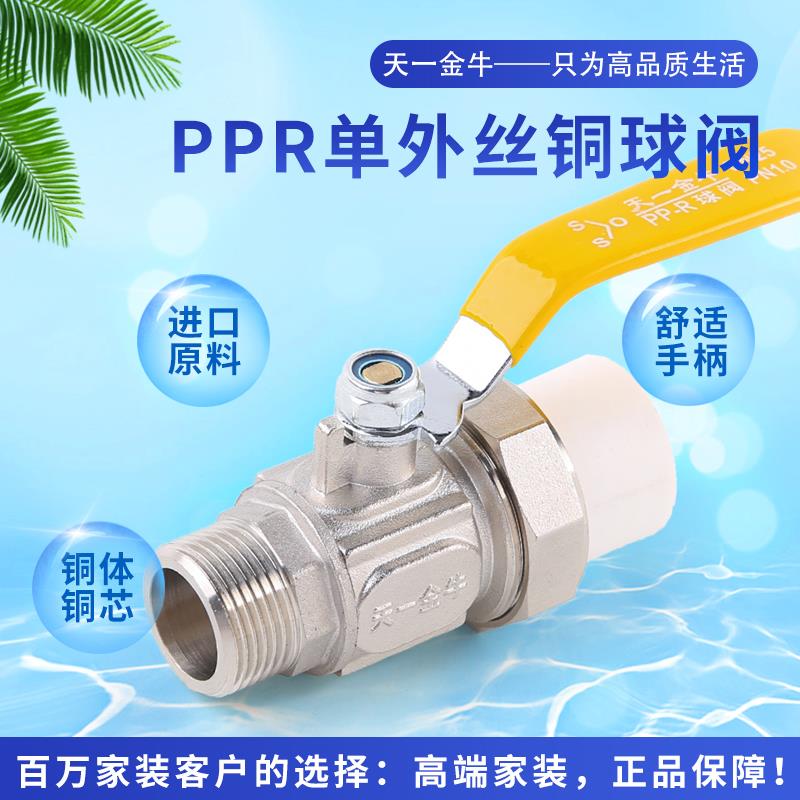 天一 金牛 PPR单外丝全铜球阀品质 活接球阀 阀门4分 6分1寸 铜芯