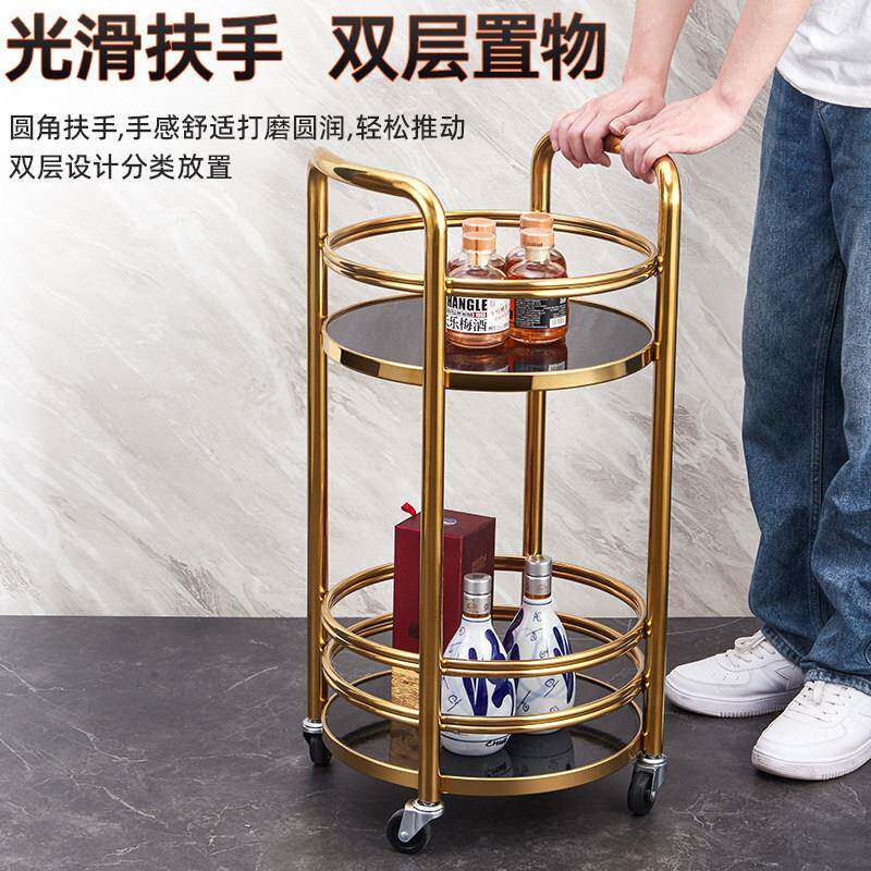 商不锈水钢酒/餐车车玻璃车小推车手推车家用移动餐厅客厅茶水用