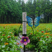 户外铁艺雨量计花园庭院装 饰品雨水测量器 饰地插摆件园林草地装