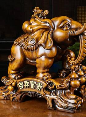新款直销大号富贵平安吉祥大象招财大象摆件一对客厅玄关办公室装