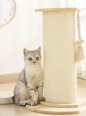 实木麻绳垫猫抓柱猫抓板一体耐磨不掉屑立式猫爬架猫玩具