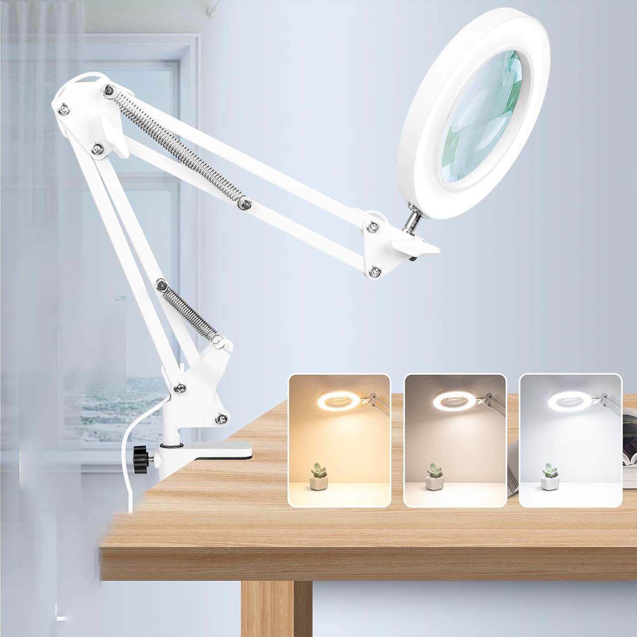 高清放大镜带LED冷暖灯阅读手机修表维修用台灯电子焊接鉴定专用