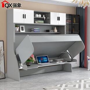 隐形床侧翻床书桌床一体书柜组合隐藏折叠床单人多功能定制CH6
