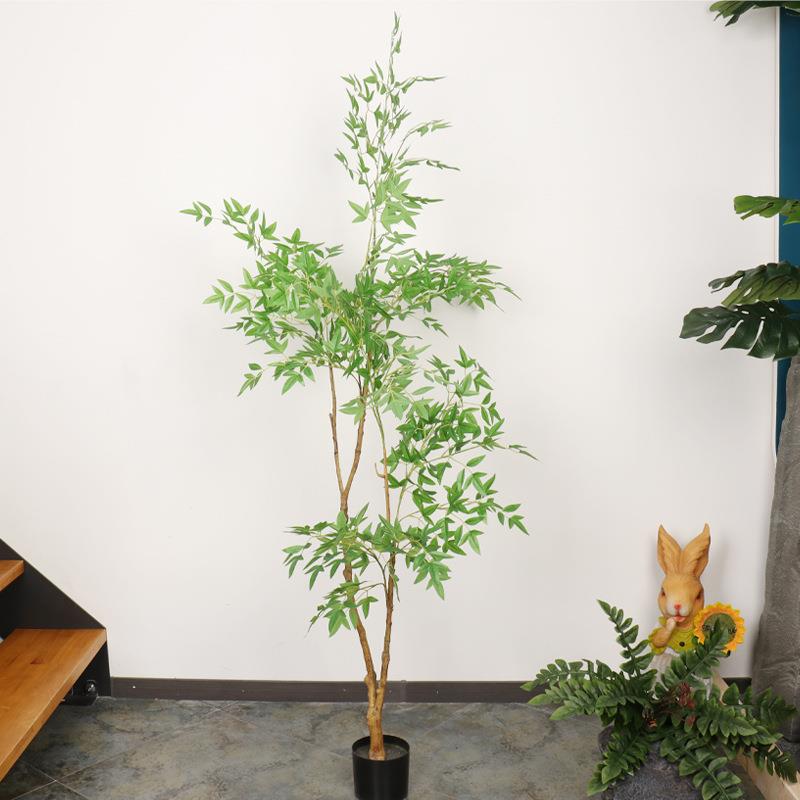 仿真厅植南天竹盆栽仿生绿植盆景假树造景客家居装6火饰焰兰天物