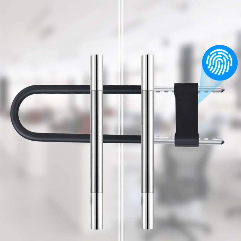 指纹U型锁u形防盗电子智能锁玻璃门双门推拉门商铺密码刷卡办公室