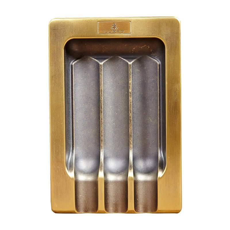 LUXFO朗佑便携金属雪茄烟灰缸三槽时尚雪茄烟缸