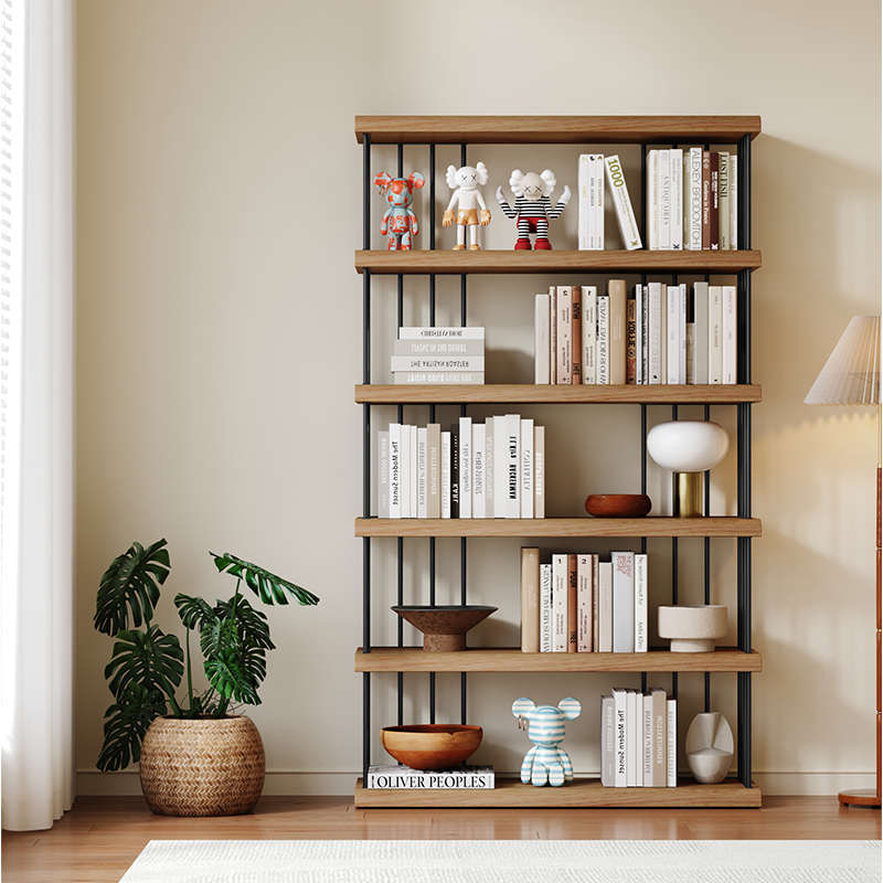 现代简约实木多层置物架客厅收纳架办公室隔断落地书架实用陈列架