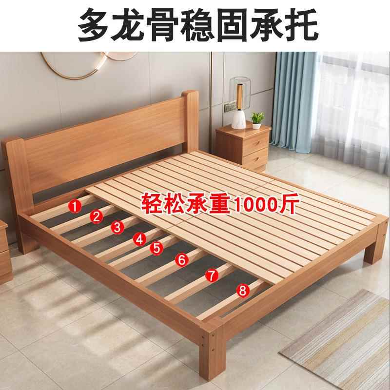 全榉木实床简约1双人单人床1.5用榻榻木.米简GHQ8易床架外贸跨境