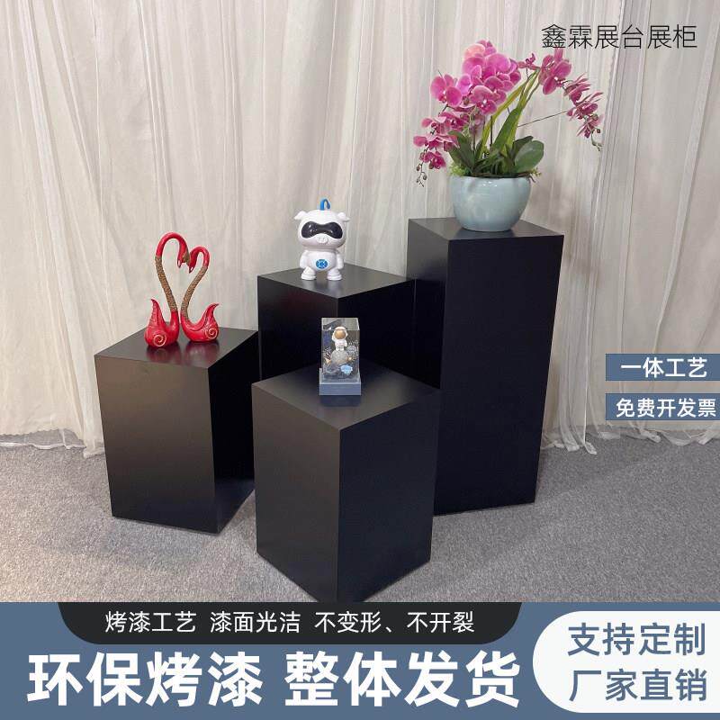 黑色方形木质烤漆展台展示柜产品陈列柜服装店中岛展柜展示台定制