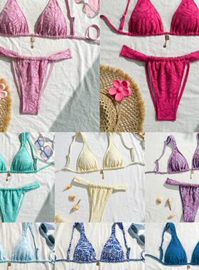 Women'S Adjustable Strap Bikini Set, Decorative Bra & Swim