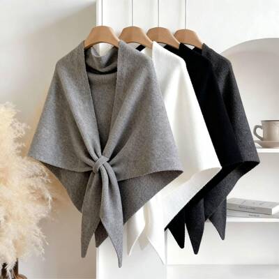 Women's Chic Knitted Shawls Scarf Solid Color Triangle