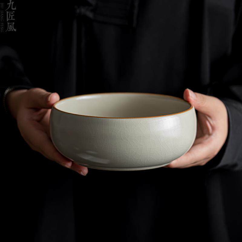 米黄汝窑茶洗杯洗水盂茶渣缸家用陶瓷功夫茶具茶道配件水洗