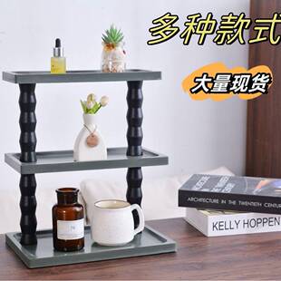 实木多层置物架家用桌面多功能双层木质收纳架实木落地置物架 欧式