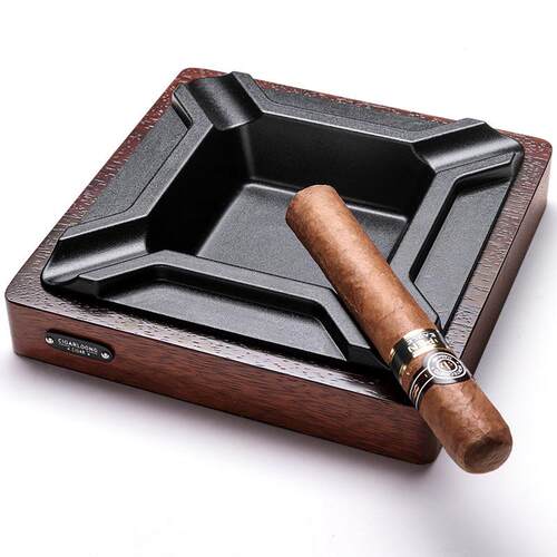 CIGARLOONG茄龙雪茄烟灰缸印加实木合金烟槽创意大口径烟灰缸家用