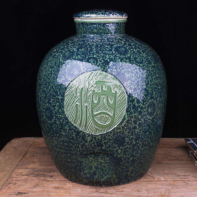 景德镇陶瓷家用酒坛青花瓷10斤酒壶高档20斤酒瓶子密封50斤泡酒罐
