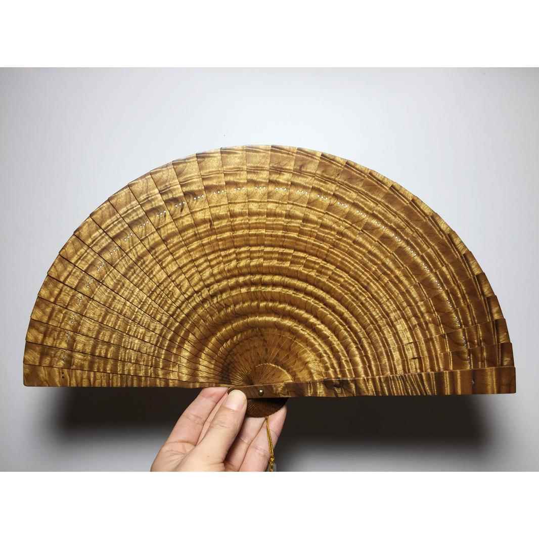 金丝楠木扇 小叶桢楠老料苏扇 金丝楠扇子镂空古风传统实木中国