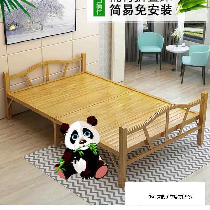 竹床叠木床单人双人ISB折简一易家用款成人竹板凉床米二出租房硬