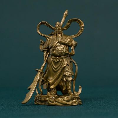高档关公摆司件客厅关二爷伽蓝菩武财萨神关羽铜像神像公家居装饰