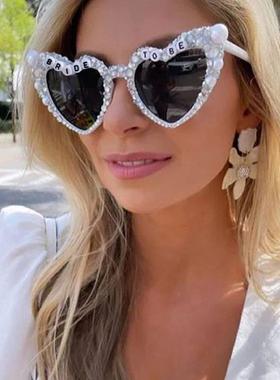 Pearl Bride to be Sunglasses Bachelorette Party Heart Glasse