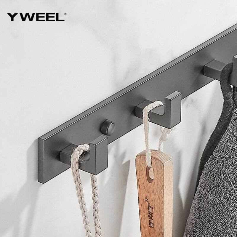 一卫yweel加厚卫生间毛巾挂钩挂衣钩免打孔壁挂黑色浴室衣服