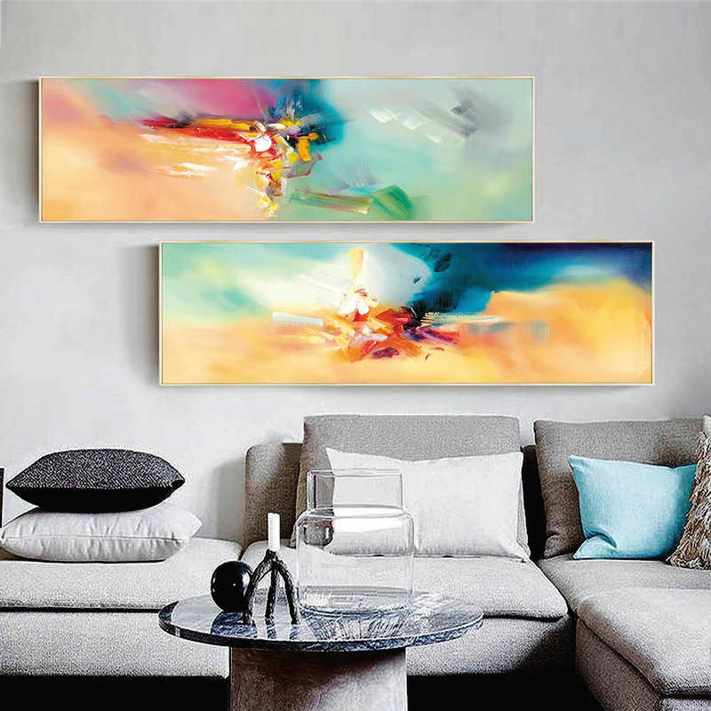 客厅装饰画卧室横版抽象长挂画现代简约背景墙壁画酒店床头艺术画