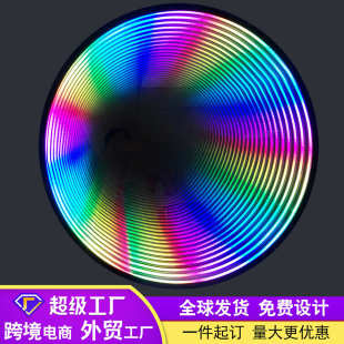 霓虹灯发光字圆彩虹深渊镜千层镜 3D无限镜面隧道延伸镜LED灯制作