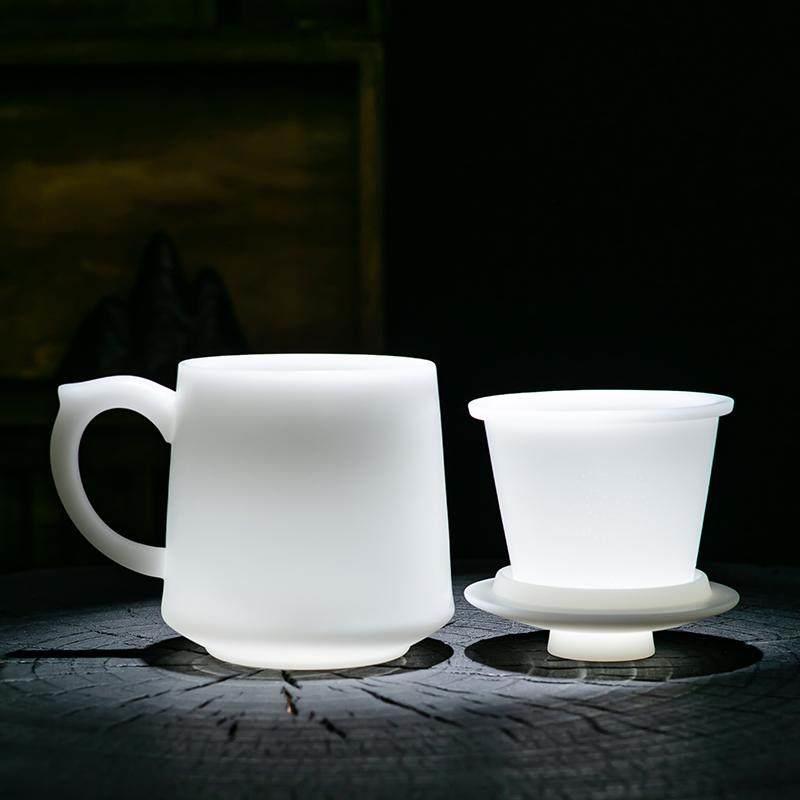 高端冰种璞玉办公杯男士陶瓷杯子带内胆过滤茶杯素烧泡茶杯会议杯