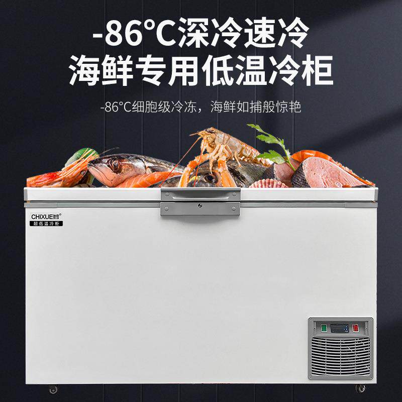 超低温冰柜零下60度350升商用海鲜深冷柜-80度实验室冷冻卧柜