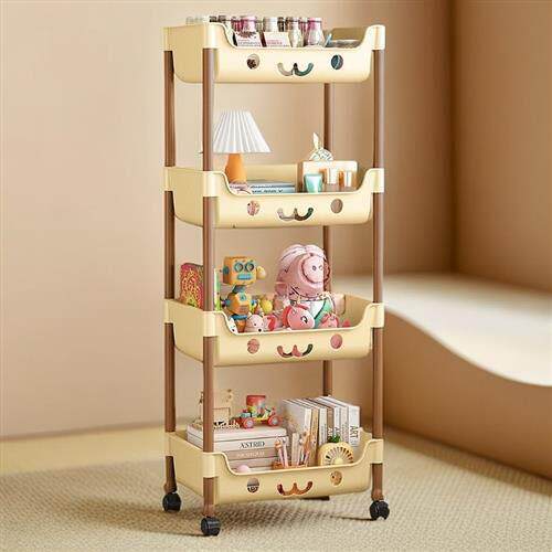 收纳书架家用小推车置物架带轮落地儿童书架-F