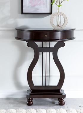 美实木玄关柜玄式关置桌欧物架半圆简约现代靠墙玄关JVQ台墙边式