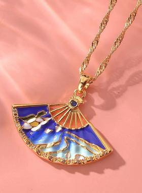 原神同人周边神里绫华折扇项链吊坠cos饰品扇子生日礼物