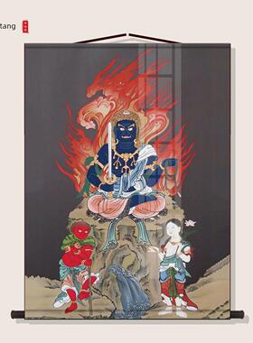 三尺三不动明王画像不动尊菩萨挂画客厅走廊沙发背景墙面卷轴挂画