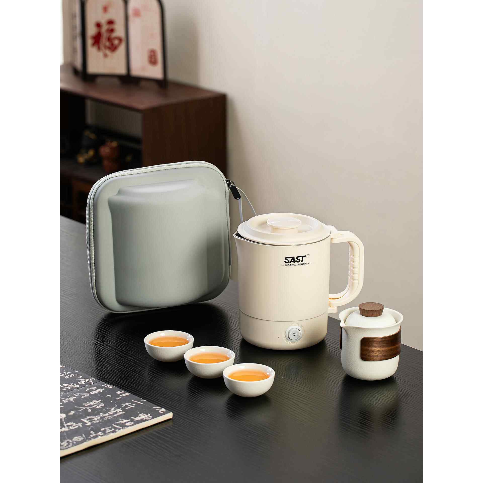 便携式焖煮烧水壶旅行茶具套装户外泡茶壶茶杯酒店出差露营快客杯