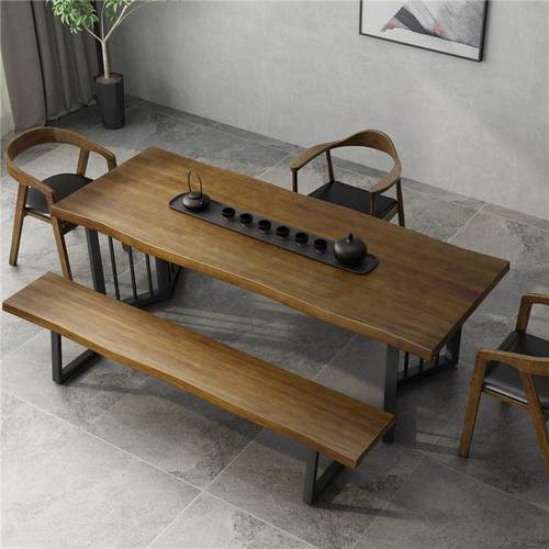 简约实木茶会台家用中式条桌客厅长客泡茶桌ZKI办公室洽谈茶椅组