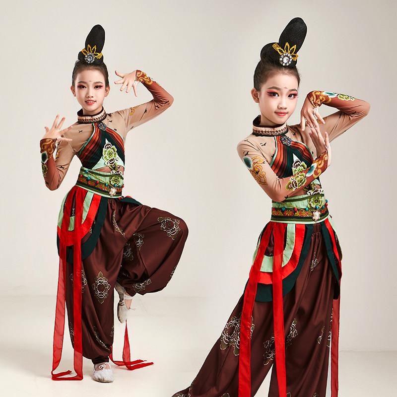 儿童敦煌伎乐飞天舞蹈服云川之舞西夏公主幼儿中国风古典舞演出服图片